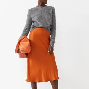 Burnt Orange A-Line Midi Skirt